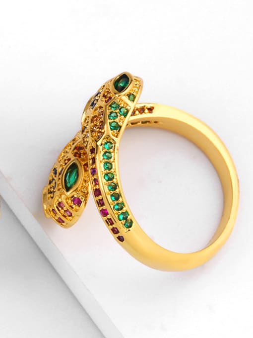 CC Copper With  Cubic Zirconia Exaggerated Animal Snake Statement Rings 2