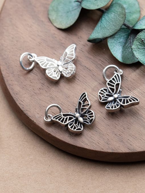 FAN 925 Sterling Silver With Antique Silver Plated Classic Butterfly Charms 0