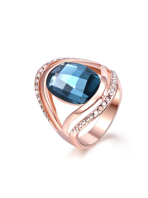Ronaldo Personality Blue Zircon Rose Gold Plated Ring 0