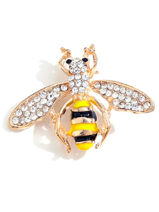 C019 Copper With Rhinestone+Enamel Cute Insect honeybee Lapel Pins