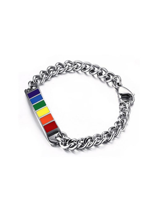 CONG Fashionable Multi-color Geometric Shaped Enamel Titanium Bracelet 0