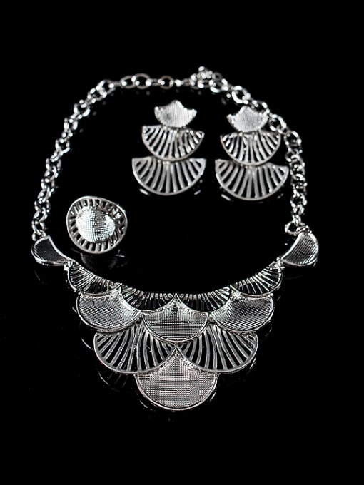 Lan Fu Exaggerated Fan-shaped Four Pieces Jewelry Set 1
