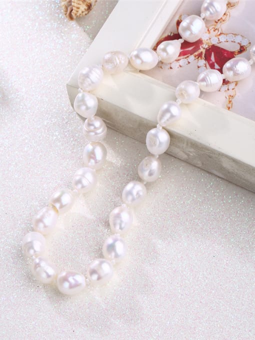 White Handmade Elegant Freshwater Pearl Geometric Shaped Necklace