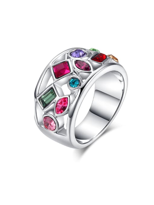 ZK Colorful Zircons Retro Style Plating Ring 2