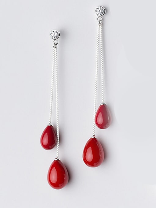 Rosh Elegant Water Drop Shaped Artificial Pearl Tassel Drop Earrings 1