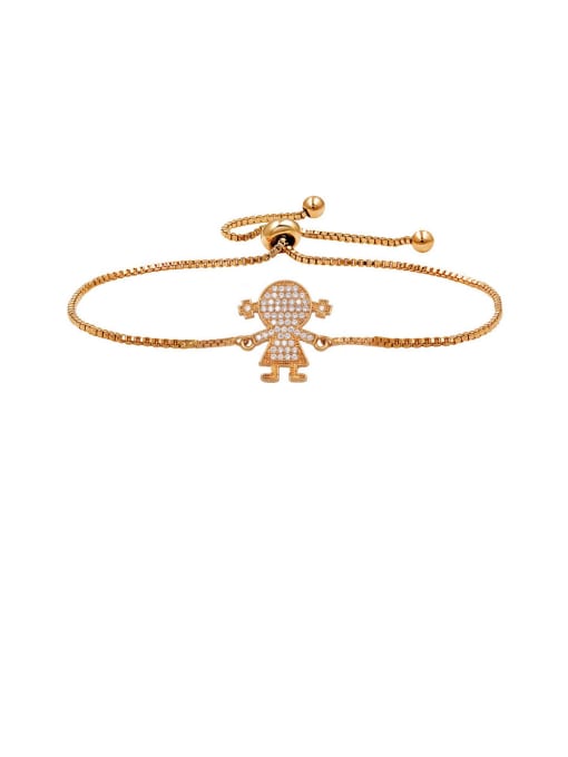 Genuine gold Copper With  Cubic Zirconia Simplistic girl adjustable Bracelets