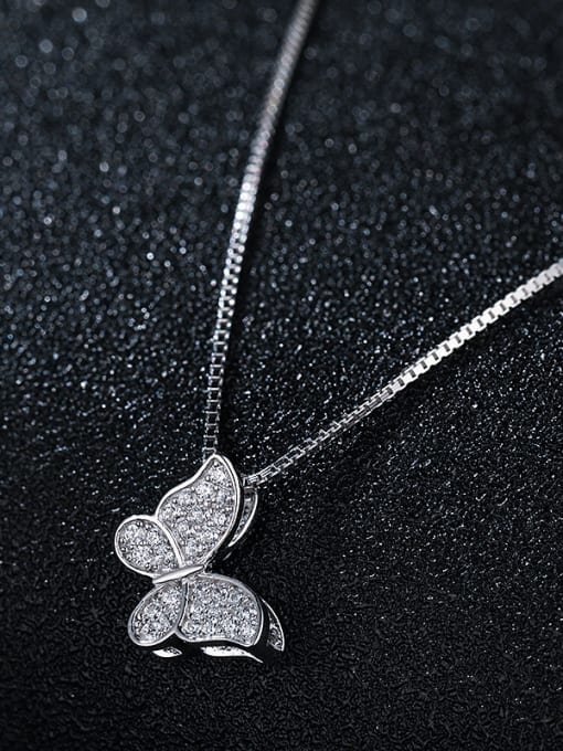 UNIENO 925 Sterling Silver With Platinum Plated Cute Butterfly Necklaces 1