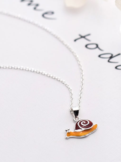 Rosh Lovely Snail Shaped S925 Silver Enamel Necklace 2
