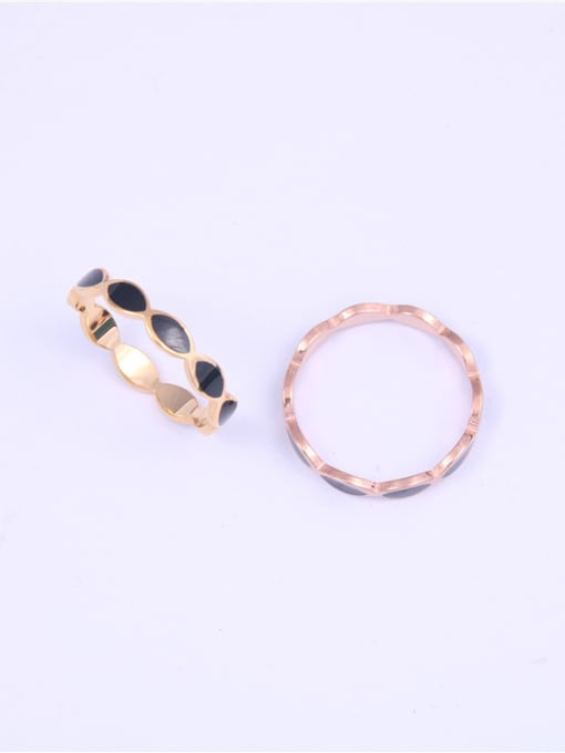 GROSE Titanium With Gold Plated Simplistic Round Band Rings 1