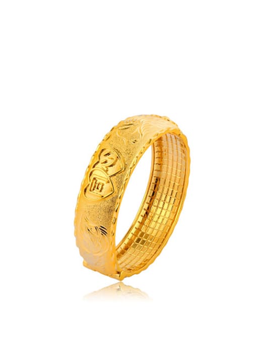 Copper Alloy 23k Gold Plated Ethnic Style Dragon And Phoenix Bangle