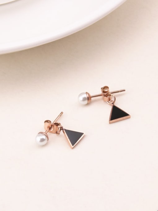 GROSE Black Triangle Artificial  Pearl Earrings