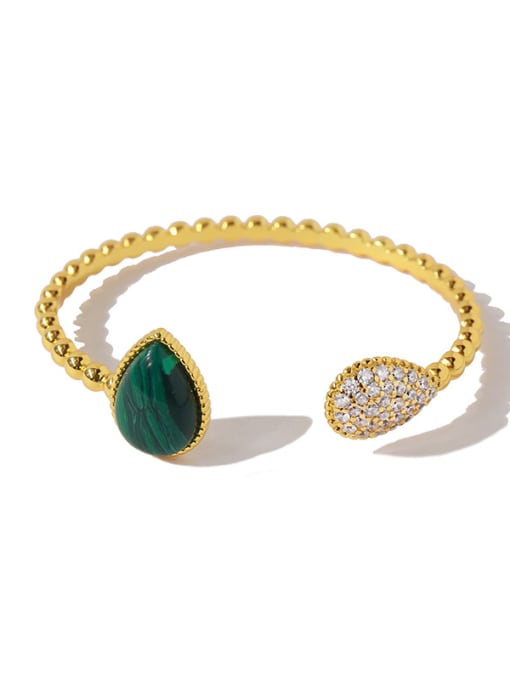 gold green Copper With Gold Plated Simplistic Heart Free Size  Bangles