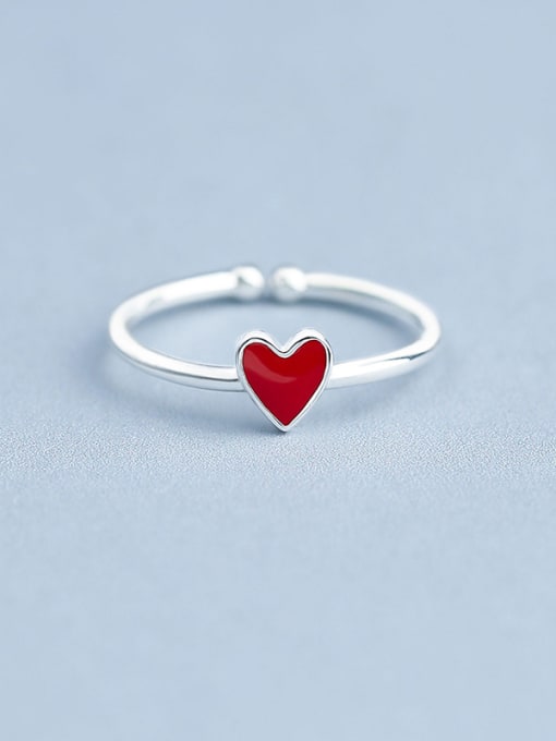 One Silver Fashionable Red Heart Shaped Ring 0