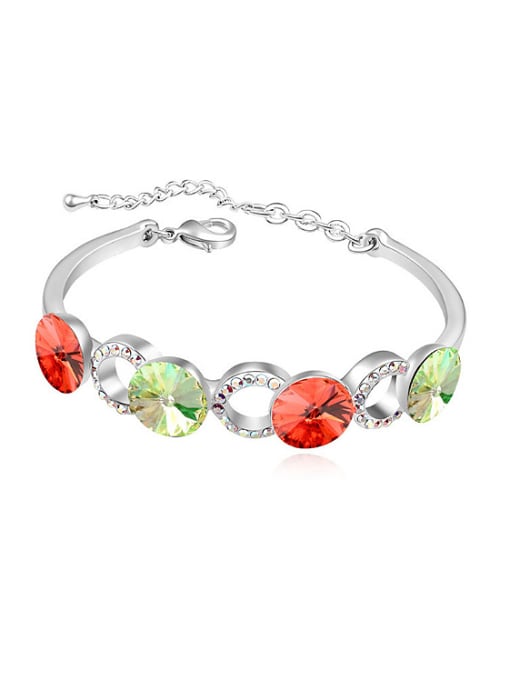 Double Color Fashion Round austrian Crystals-accented Alloy Bracelet