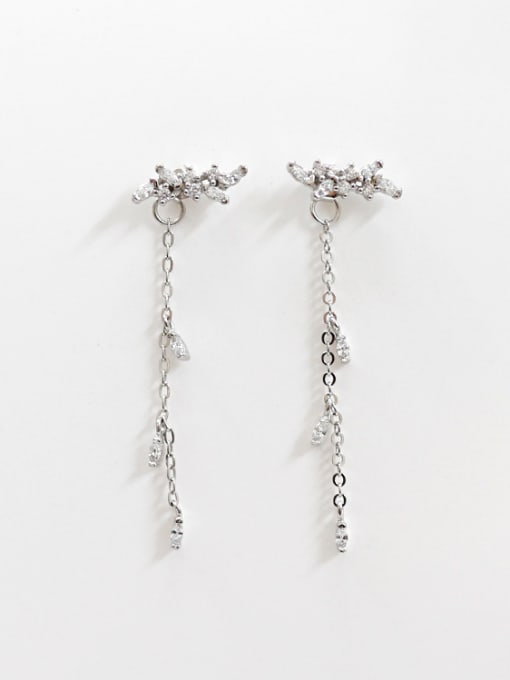 DAKA Fashion Tiny Leaves Cubic Zirconias Silver Stud Earrings 0