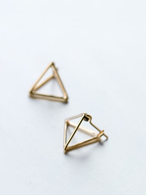 Golden Delicate Triangle Shaped S925 Silver Stud Earrings