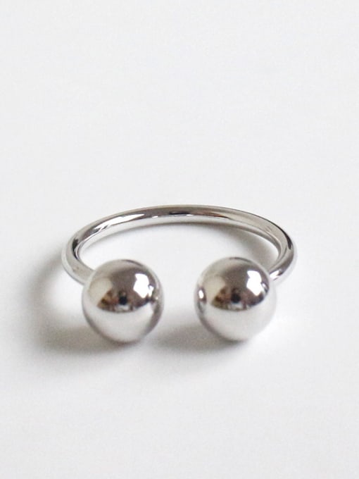 Platinum trumpet 925 Sterling Silver With Platinum Plated Personality Double ball Free Size Rings