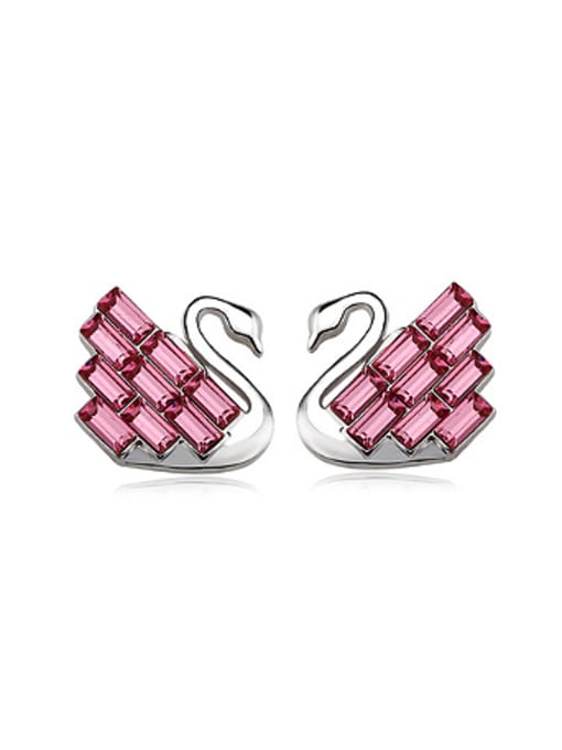 pink Fashion Austria Crystal Swan Stud Earrings