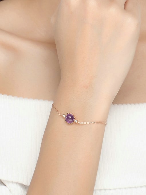 ZK Simple Round Amethyst Rose Gold Plated Women Bracelet 2