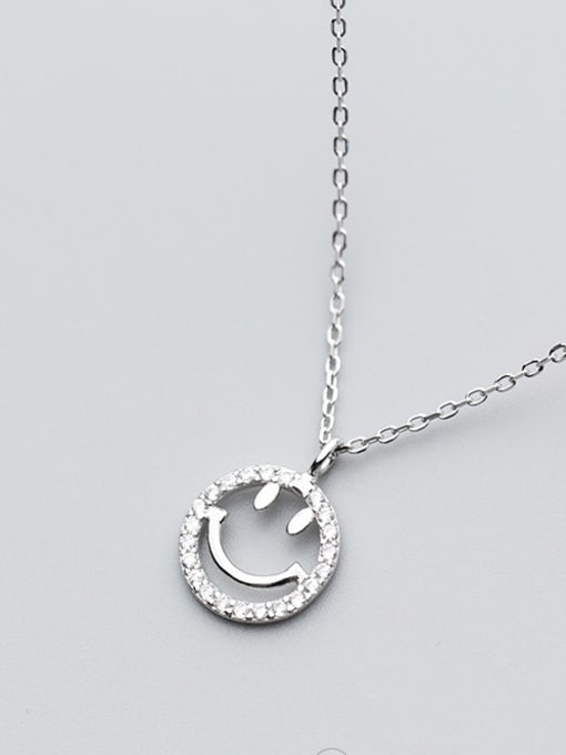 Rosh Diamond round smiley face S925 Silver Necklace 3