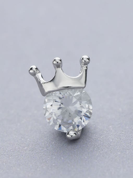 One Silver Women Crown Shaped Zircon stud Earring 1