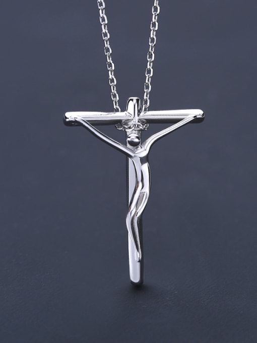 One Silver Personalized Jesus Cross Pendant 925 Silver Necklace 0