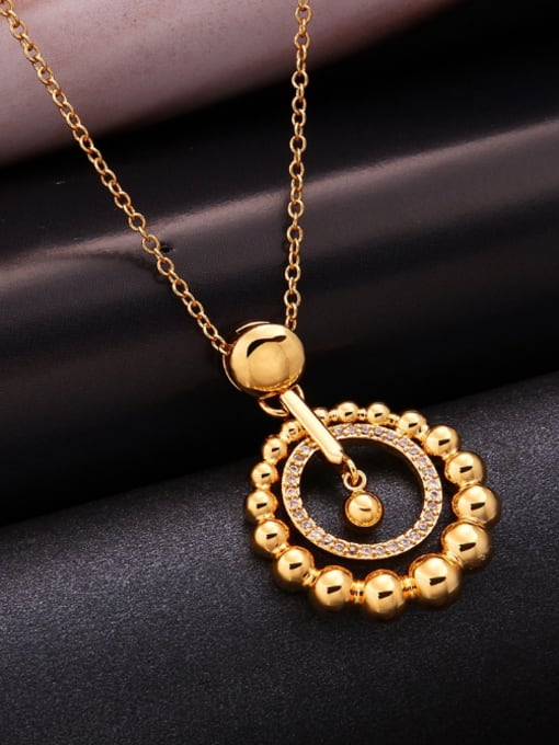 OUXI Simple Round Copper Rhinestones Necklace 1