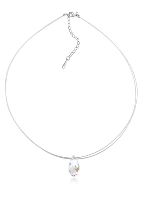 White Simple Water Drop austrian Crystal Platinum Plated Necklace