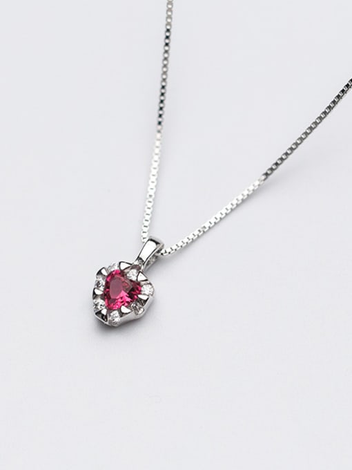 Rosh Fresh Red Heart Shaped Rhinestone S925 Silver Pendant 0