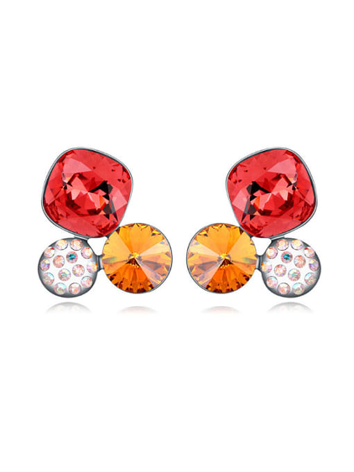 QIANZI Simple austrian Crystals Platinum Plated Alloy Stud Earrings 0