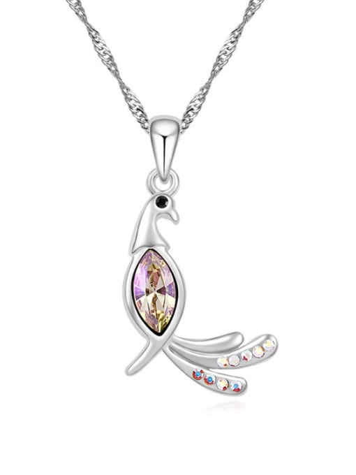 multi-color Simple Marquise austrian Crystal Phoenix Pendant Alloy Necklace