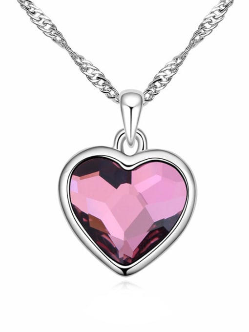 QIANZI Simple Heart austrian Crystal Pendant Alloy Necklace 3