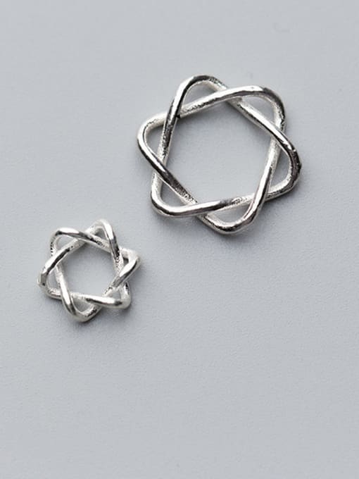 FAN 925 Sterling Silver With Silver Plated Geometric 10MM Hexagonal Star Charms 0