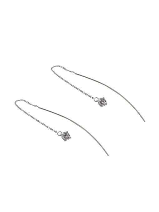 DAKA Simple Silver Cubic Zircon Line Earrings 0