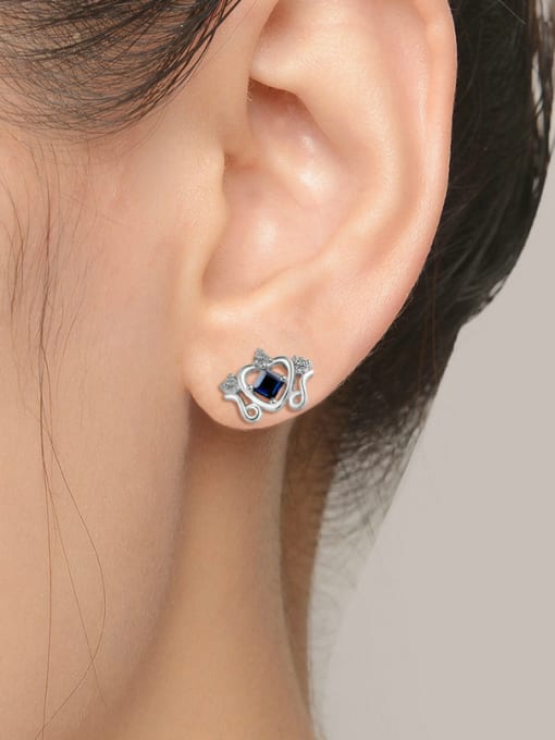 ZK Small Crown-shape Women Silver Stud Earrings 1
