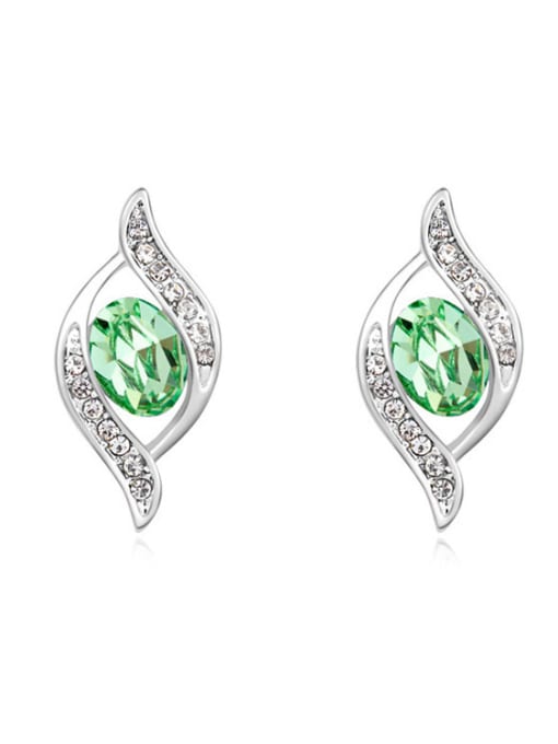 green Simple Oval austrian Crystals Alloy Stud Earrings
