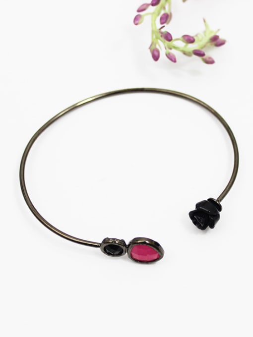 Lang Tony Open Design Black Rose Shaped Adjustable Bangle 1