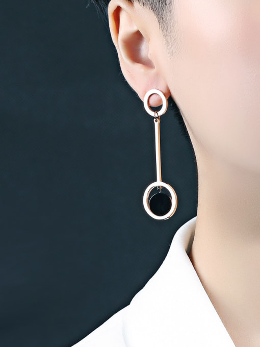 Open Sky Stainless Steel With Rose Gold Plated Fashion Round Stud Earrings 1