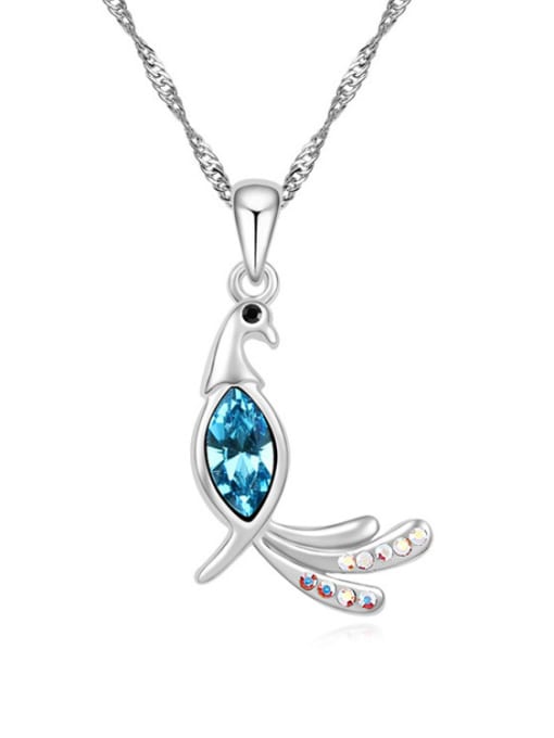 light blue Simple Marquise austrian Crystal Phoenix Pendant Alloy Necklace