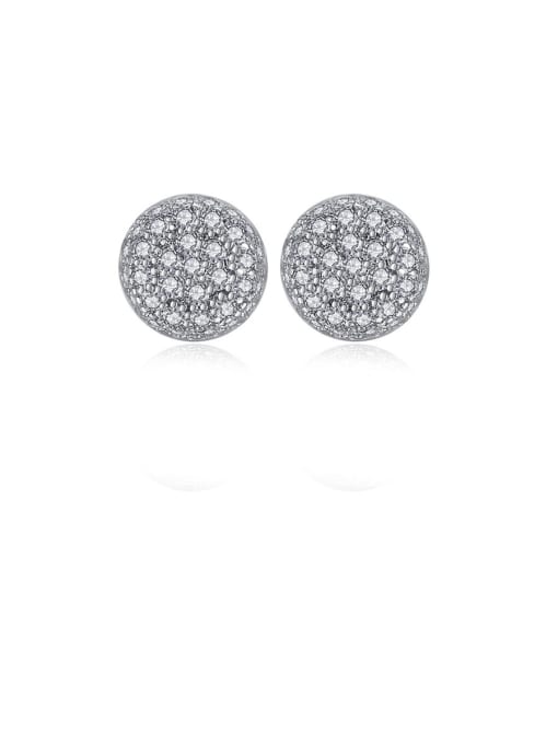 BLING SU Copper With Cubic Zirconia Delicate Round Stud Earrings