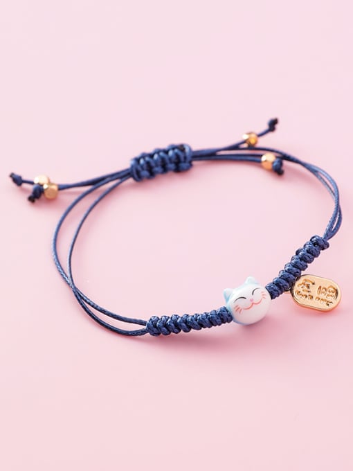 10625C Knitted Small Cat (Blue) Alloy With 18k Gold Plated Bohemia Charm Bracelets
