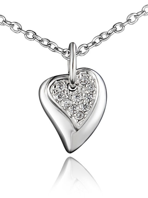 White Gold Exquisite 18K Gold Plated Heart Shaped Zircon Necklace