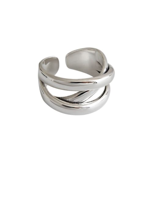DAKA 925 Sterling Silver With Platinum Plated Simplistic Geometric Free Size Rings