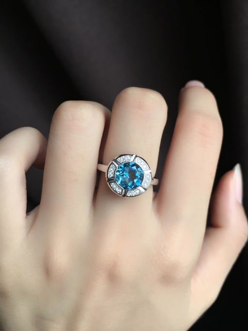 Blue Fashion Gemstone Round Ring