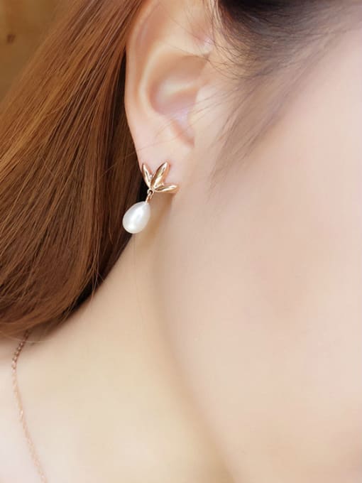 JINDING 2017 New Korean Titanium Steel Pearl stud Earring 1