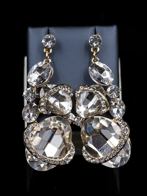 Lan Fu 2018 Oval Glass Rhinestones Two Pieces Jewelry Set 2