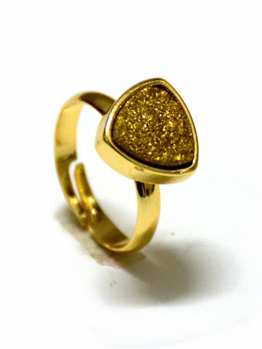 Gold Fashion Triangle Natural Crystal Opening Ring