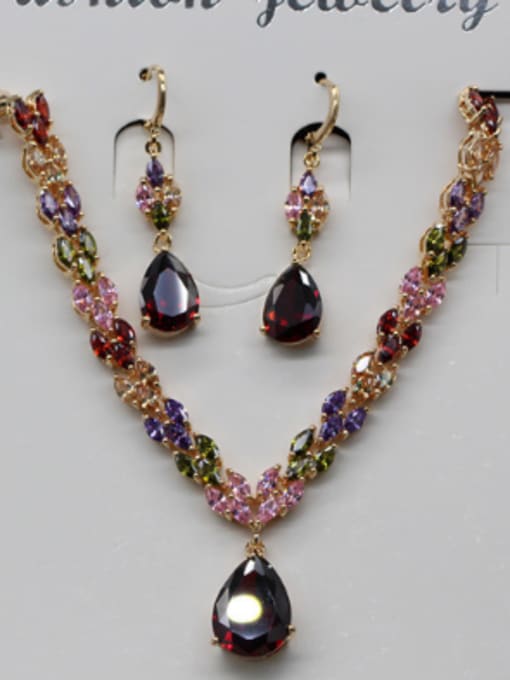 L.WIN Noble Colorful ZirconTwo Pieces Jewelry Set 1