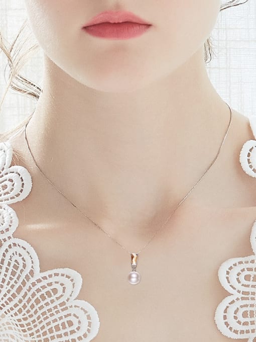 CEIDAI Simple Freshwater Pearl austrian Crystal Silver Necklace 1