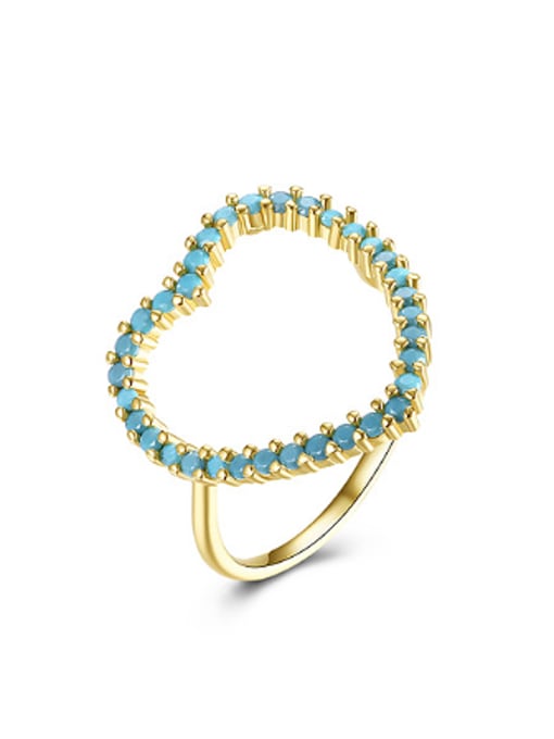 OUXI Fashion Heart-shaped Turquoise Stones Ring 0